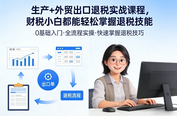 生产+外贸出口退税实战课程,财税小白都能轻松掌握退税技能