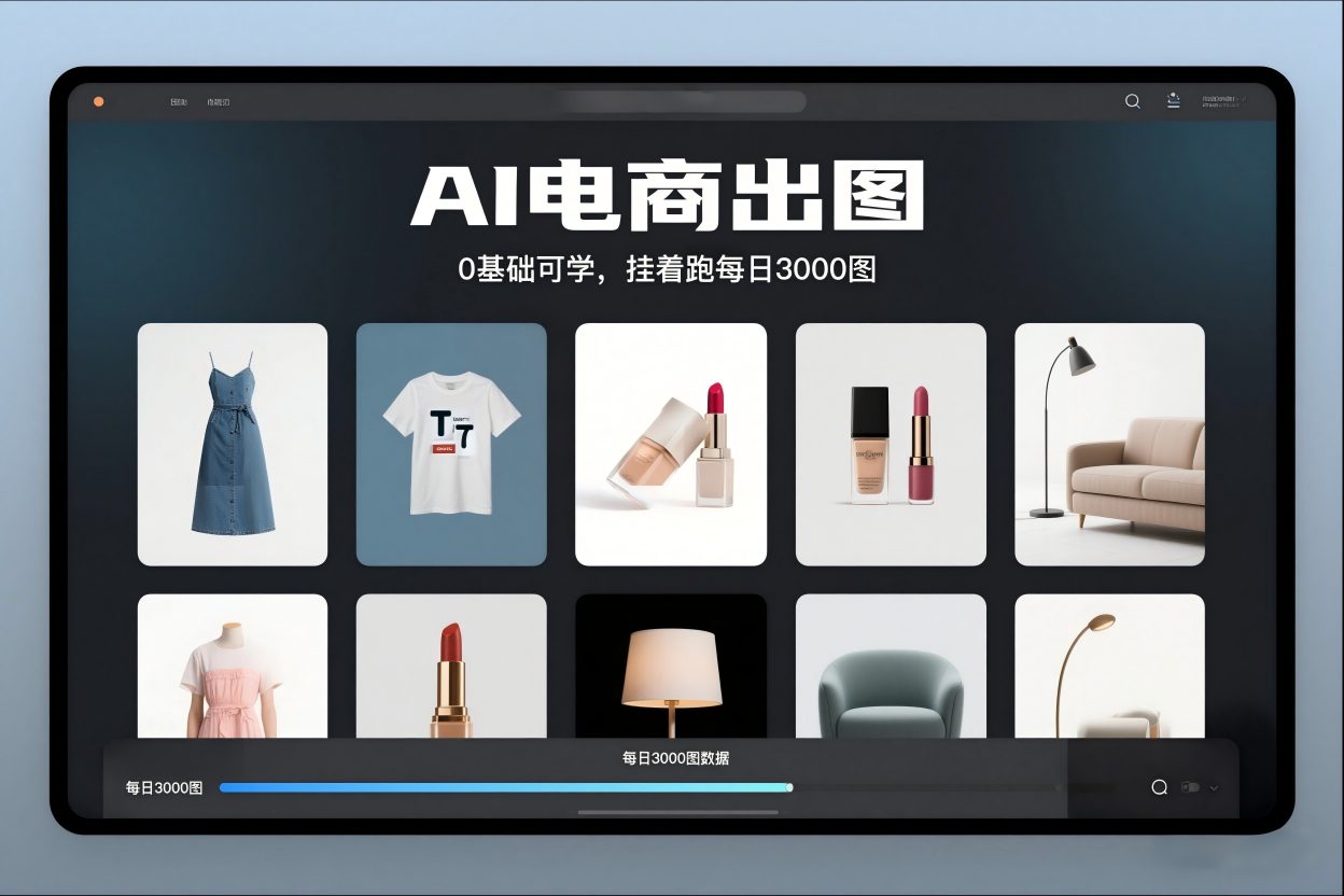 AI电商出图，0基础可学，挂着跑每日3000图