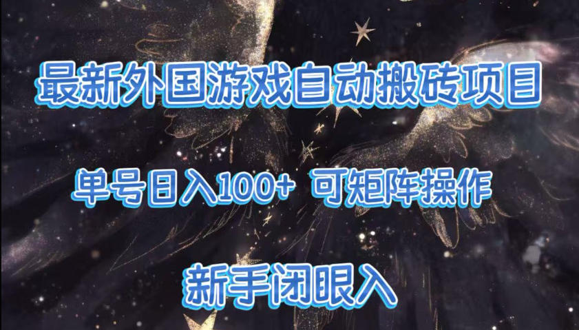 最新外国游戏自动搬砖项目,单号100+,可以矩阵操作,新手也可做【揭秘】