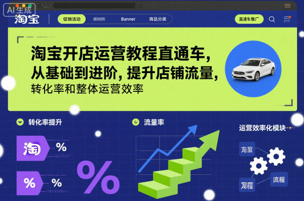 淘宝开店运营教程直通车,从基础到进阶,提升店铺流量,转化率和整体运营效率(更新26年5月08日)